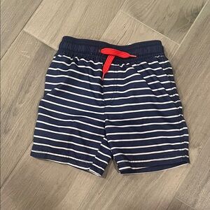 Simple Joys Boys Blue and White Striped Swim Trunks Size: 3T